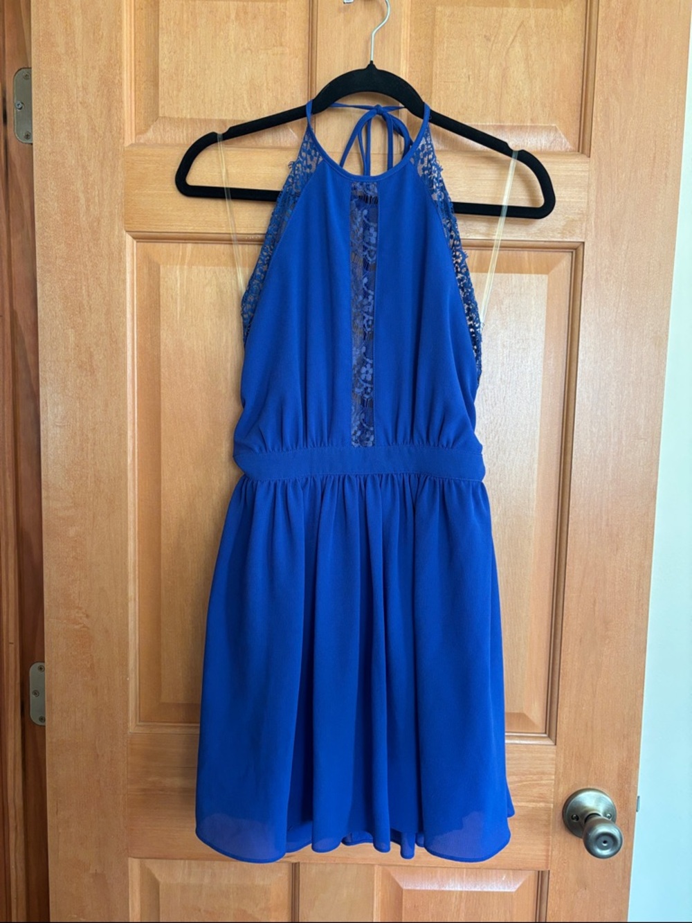 Backless Halter Party Dress in Cobalt Blue